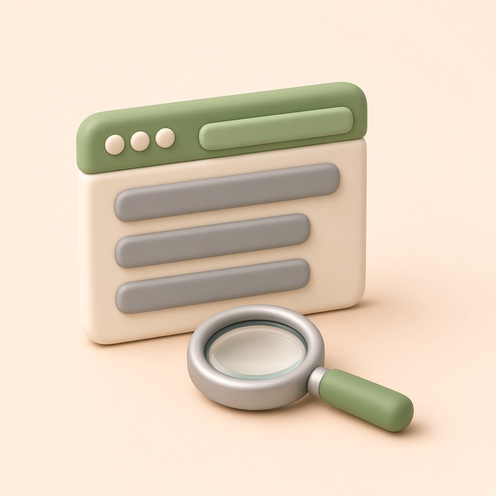 검색 결과 목록이 있는 3D 클레이 아이콘